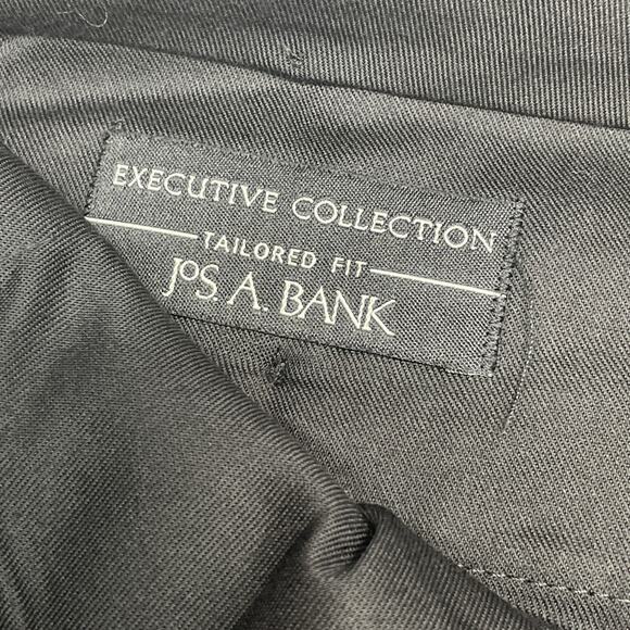 Jos A Bank Executive Tailored Fit 36x32.5 Wool Dress Pants Black Flat Front READ - Picture 8 of 9